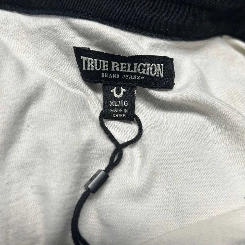 True Religion Long Sleeve Shirt Mens XL White Black Rugby Polo Graphic Tee